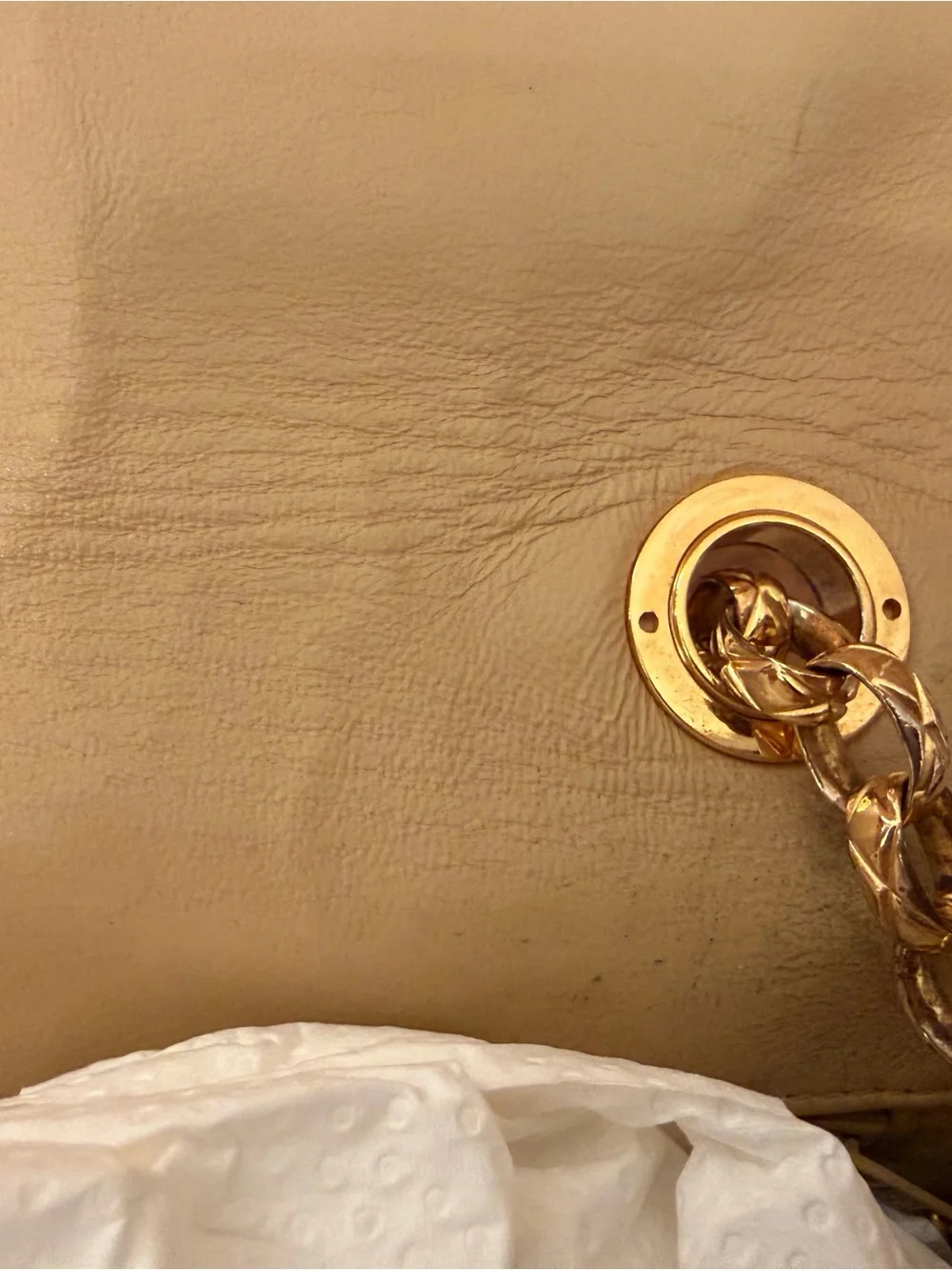 CHANEL Quilted Shoulder Bag in Tan with Gold Hardware
